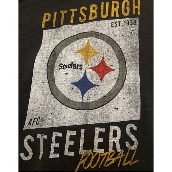 Vintage NFL PITTSBURGH STEELERS TEE V-Neck Short Sleeve 47 Brand XL Black NWT - Picture 10 of 11